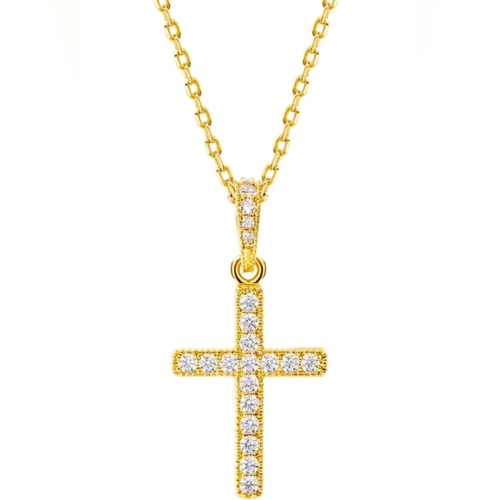 14K Gold Plated Cross Necklace Women’s Cross Necklace Pendant for Women